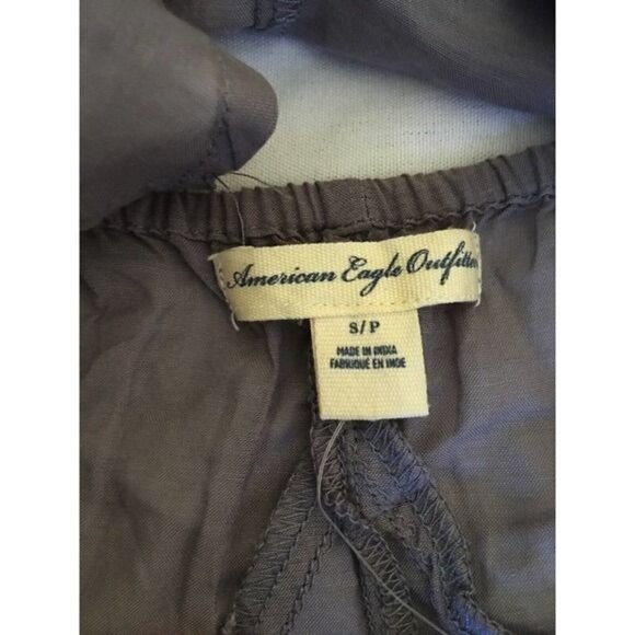 American Eagle Outfitters Womens Top Sz Small Halter V-Neck Sequin Sheer Gray - Picture 9 of 12